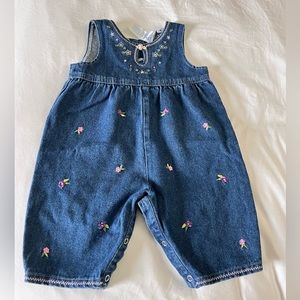 Vintage baby denim jumper with embroidered flowers 3/6 months